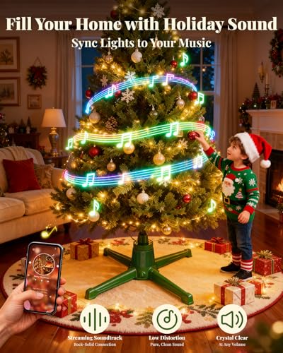 COOLWUFAN 9ft Rotating Christmas Tree Stand with Remote & Music Hub