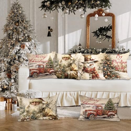 Lanpn 24x24 Christmas Throw Pillow Covers Set of 4 - Festive Holiday Cushion Cases