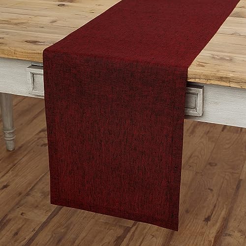 Solino Home 14 x 108 Inch 100% Linen Table Runner Red Garnet – 108in Length, 14in Width, 25: Red Garnet Variation