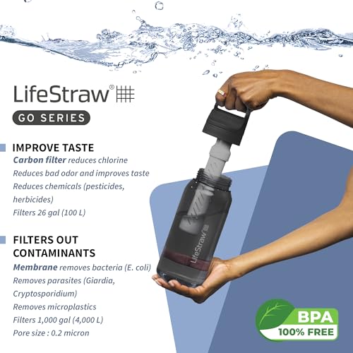 LifeStraw Go Series BPA-Free 1L Water Filter Bottle Nordic Noir - Travel & Outdoor