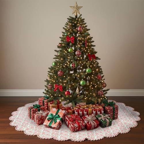MiniInflat 60 Inch Christmas Tree Skirt - Red and Green Holiday Decor