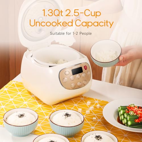 Joydeem 2.5-Cup Ceramic Rice Cooker with Pure Inner Pot, 1.2L, Health & PFOA Free