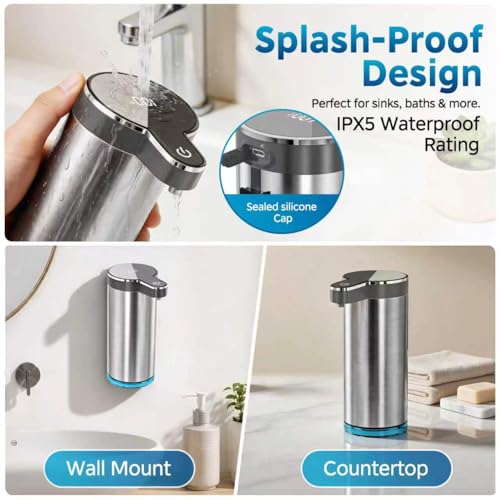 Automatic Foaming Soap Dispenser Gray 12oz Touchless Waterproof IPX5 - Self-Cleaning
