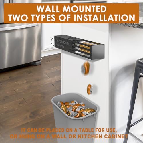YOTAN Electric Can Crusher Black - Automatic Wall-Mounted Soda & Beer Can Recycle