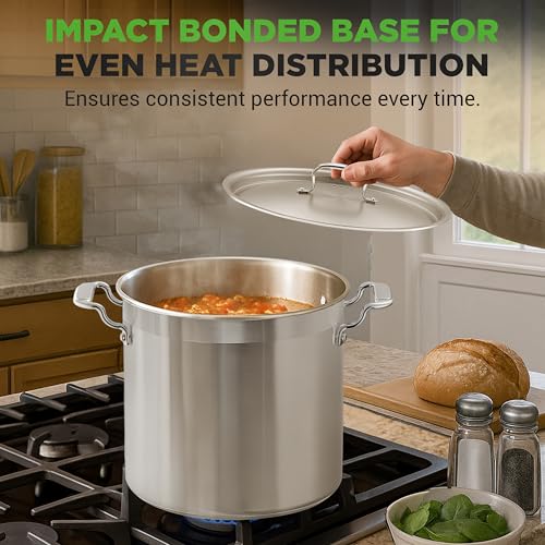 NutriChef 24 Quart Stainless Steel Stock Pot with Lid - Heavy Duty, Induction Base