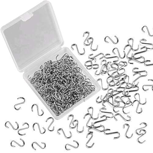 FEBSNOW 250pcs 0.55 Inch Ornament Mini S Hooks Latch Connectors Small Metal S-Shaped Wire Hook Kits for DIY Crafts with Storage Box Ornament Hangers for Halloween Christmas Tree Decoration