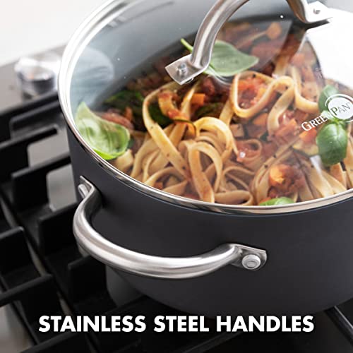 GreenPan Lima 5.2QT Nonstick Stock Pot with Glass Lid - Gray, PFAS-Free Ceramic, Oven Safe