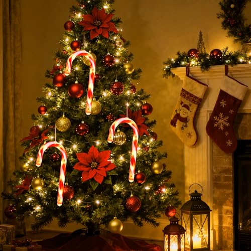 3 Pack Christmas Window Lights Decorations with Timer,Battery Powered Red Lighted Candy Cane LED Sucker for Xmas 2026 Hanging Fireplace Window Indoor Decor