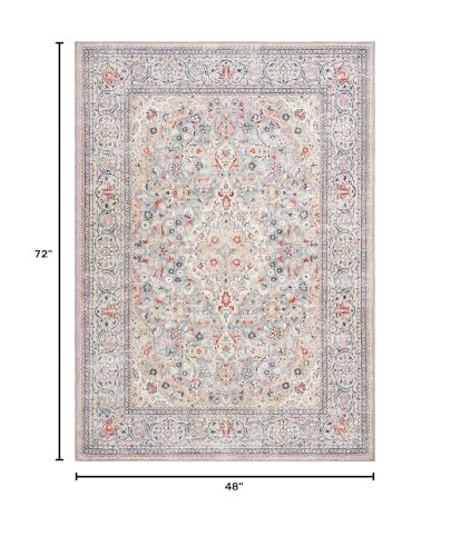 Goideal 4x6 Beige & Gray Washable Non-Slip Area Rug for Living Room Kitchen Entryway