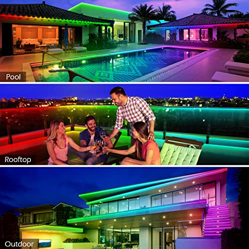 AILBTON 200ft Waterproof Outdoor LED Strip Lights with App & Remote, RGB Rope Lights for Balcony, Pool, Deck, Roof