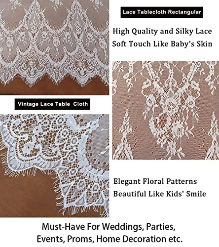 005-white 5 Pack White Lace Tablecloths 60x120 Inch Wedding & Event Decor