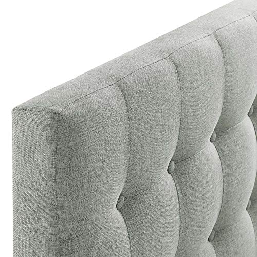 Gray Twin Upholstered Headboard with Tufted Button Linen Fabric - Adjustable Height