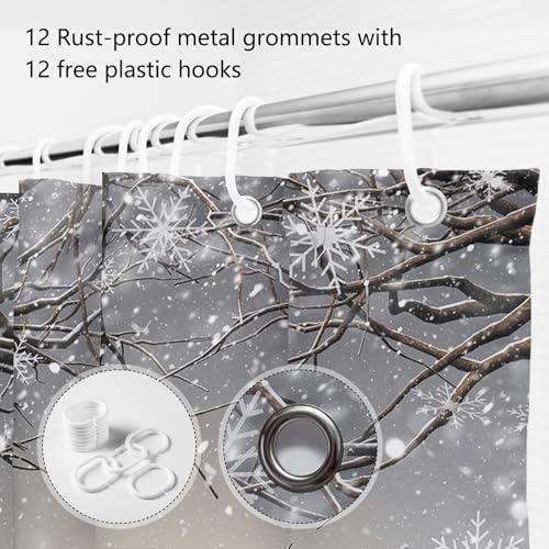 MEHOFOND Winter Snowman Shower Curtain 72x72 in with 12 Hooks