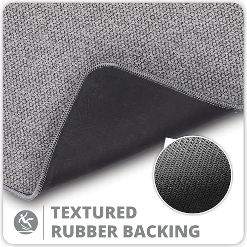 Bosap Ultra Thin Rubber Bath Mat 2x3 ft - Non Slip Quick Dry Absorbent Bathroom Rug Grey
