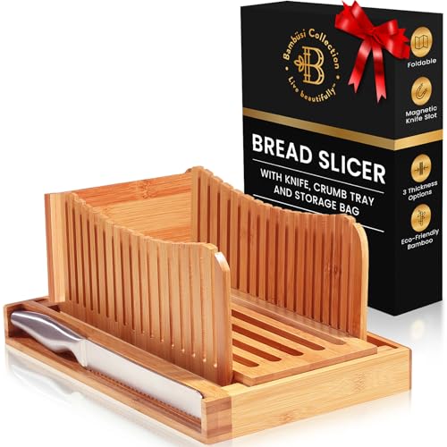 Bambüsi Bread Slicer for Homemade with Knife Sourdough Cutter, Bamboo