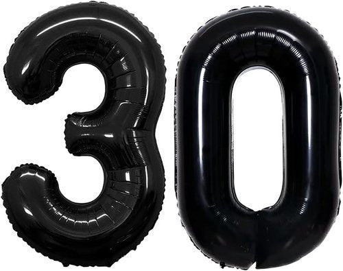 GOER Jumbo 30 Inch Black Foil Balloons - Perfect for 30th Birthday & Anniversary Celebrations