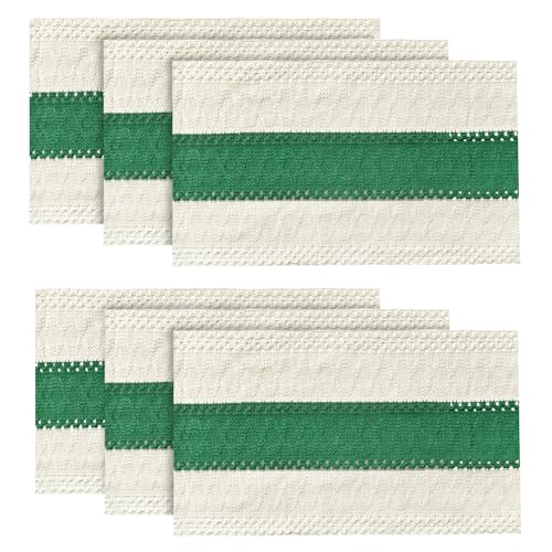 Artoid Mode 12 x 18 Dark Green Placemats Set of 6 – Rustic Christmas Linen Mix