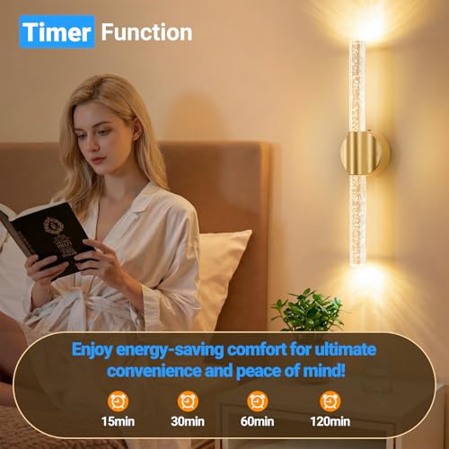 16-Inch Gold Peel and Stick Rechargeable Wireless Wall Sconces Set of 2
