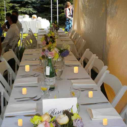 12 Pack 1.5" x 1.8" Battery Operated LED Tea Lights, Flameless Flickering Outdoor Electric Votive Candles, Flicker Flame Fake Candles Bulk for Home Table Halloween Wedding Christmas Decorations