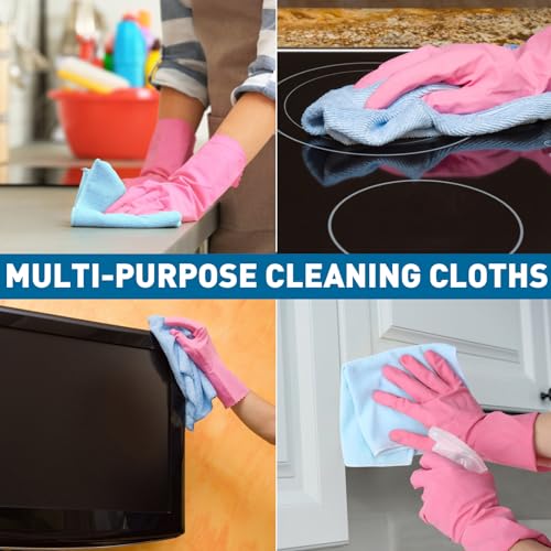 TEAWOO Microfiber Towels Bulk 400 Pack - 5 Colors, 12x12 Inches, Reusable & Soft Cleaning Cloths