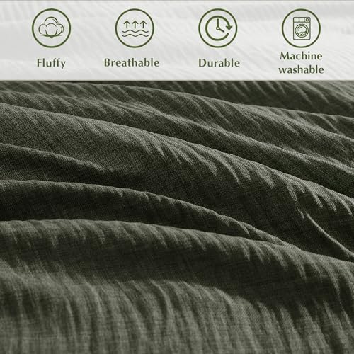 Dark Green California King Comforter Set - 7 Pieces Bed in a Bag