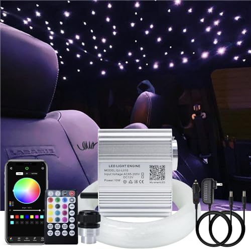 AKEPO Upgraded Twinkle Fiber Optic Lights Kit with Music (430pcs, 9.8ft) RGBW + APP & Remote, Car/Home Star Ceiling