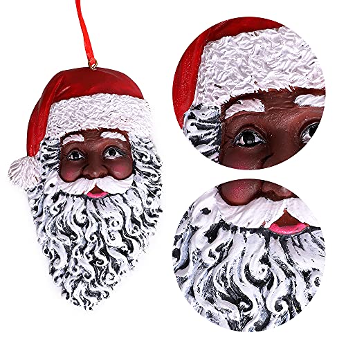 African American Black Santa Claus£¬4.5-inches Tall American Santa Head Ornament for Christmas Decor