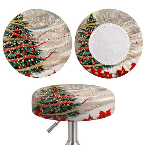 Bar Stool Covers Round Christmas 2-Pack, Fits 12-15 Inch Seats