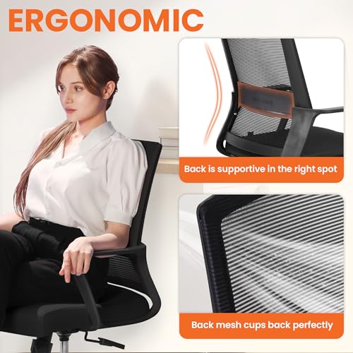 Neo Chair Office Mesh Desk Chair Black Wide Seat Adjustable Mid-Back