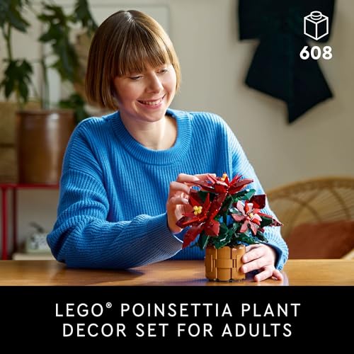 LEGO Icons Poinsettia Flower Building Set for Adults - Festive Holiday Decor