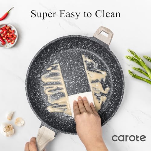 Carote 12.5 Inch Nonstick Frying Pan with Black Granite Coating - Eco-Friendly Skillet