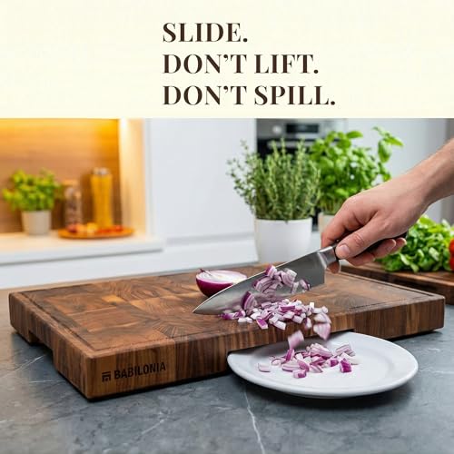 Black Walnut End Grain Cutting Board - 19.7 L x 12.2 W Reversible Butcher Block with Organic Oil