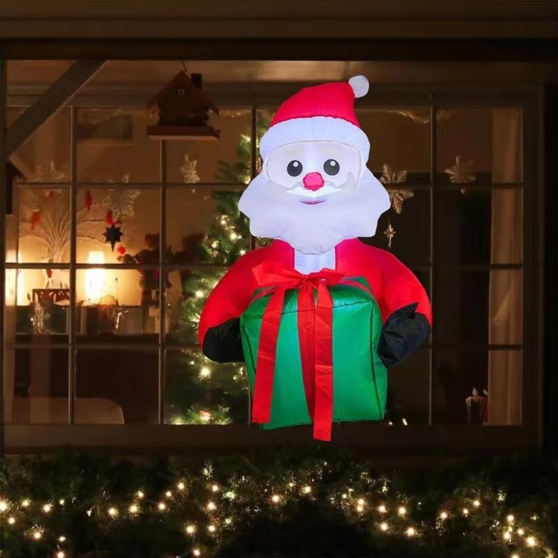 3.3FT Inflatable Santa Claus with Gift Bag Light-Up Holiday Decor for Christmas Indoor & Outdoor