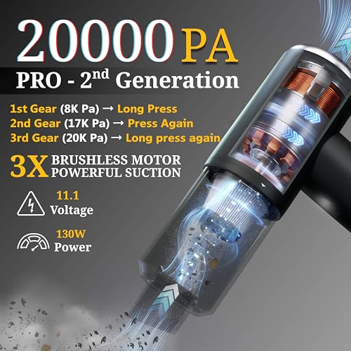 DUSTIX DX-1 Pro Cordless Handheld Car Vacuum & Multi-Function Cleaner