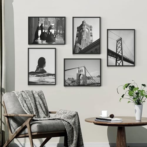 Fisnish 18x24 Black Photo Frame Set 5 Pack - Wall Mountable, Horizontal/Vertical