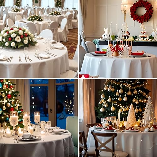 Aocoz 8 Pack White Round 120 Inch Tablecloths for Dining & Events