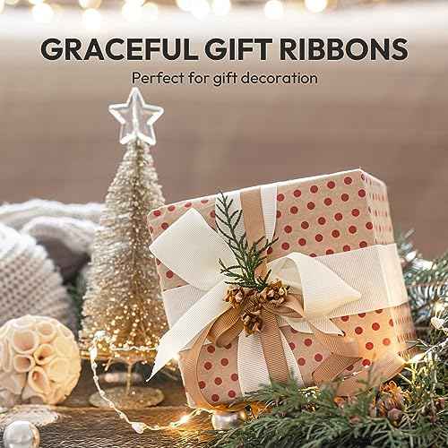 5/8" Width x 100 Yards Grosgrain Ribbon, Green Ribbed Ribbon for Gift Wrapping, Hair, Bows, Craft, DIY, Swags, Wedding, Valentine's Day, Christmas and Party Decoration