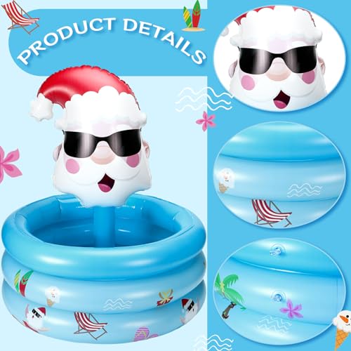 Bencailor Christmas in July Inflatable Santa Cooler Blue 25.6 Inch Large Capacity Drink Cooler