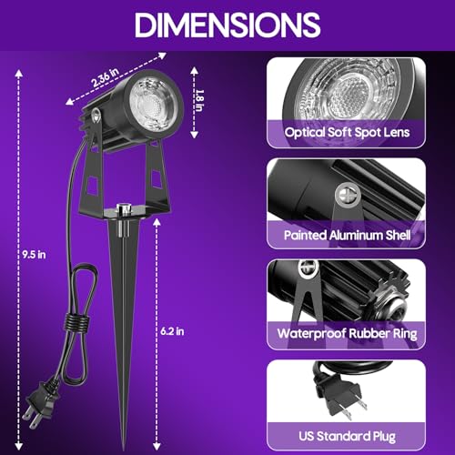 3W UV Black Light Spotlights 6-Pack for Halloween Parties & Outdoor Use