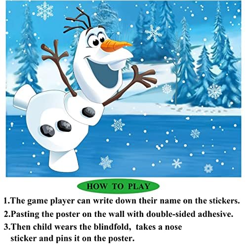 Pin The Nose on The Snowman Game for Kids Christmas Party Game for Kids Snowman Pin Game with 24Pcs Nose Stickers Birthday Party Supplies Activities