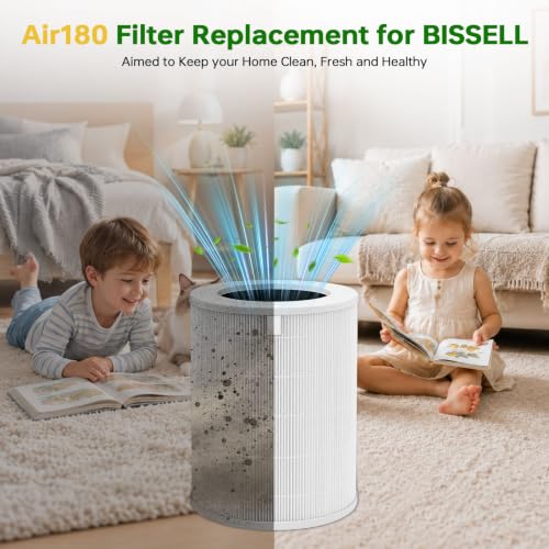 Laukowind White 2-Pack Air180 Replacement Filters for BISSELL Air180 & Max Air Purifiers
