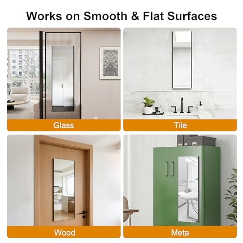 Brisafe No-Nail Self-Adhesive Wall NanoMirror 20x55 in Black - Full-Length Framed Mirror for Smooth Surfaces