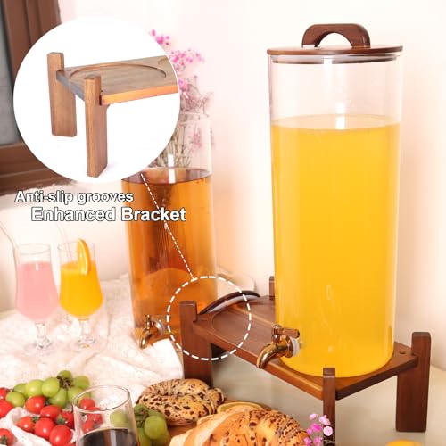 2PCS 2.2 Gallon Glass Drink Dispenser with Stand - Large Beverage Dispenser for Parties & Restaurants