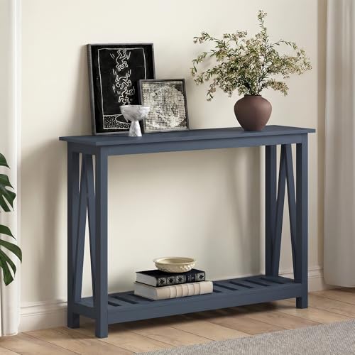 Blue Farmhouse Console Table - Narrow Sofa Entryway Table, 40 Inch Variation