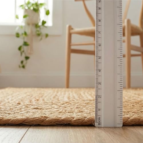 Hausattire 2'x3' Natural Jute Braided Kitchen Rug - Handmade Durable Reversible Mat