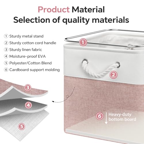 ECDYQXVU 13x13x13 Inch Foldable Storage Cube Bins - White & Pink 6 Pack