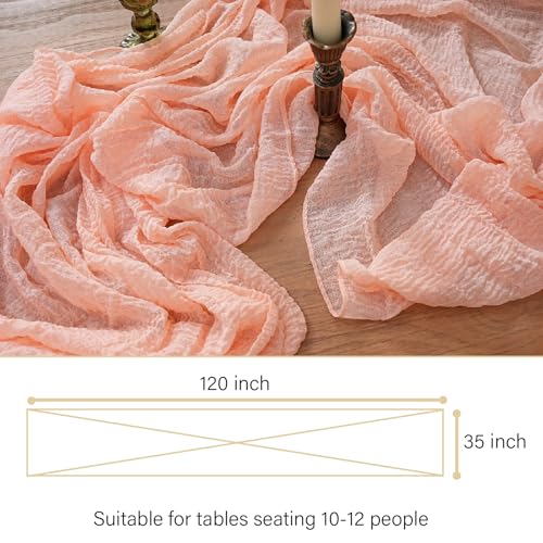 RRBXIA 2Pcs Pink Cheesecloth Table Runner 10FT Boho Rustic Linen for Weddings & Parties