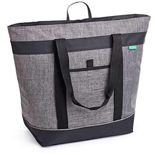 Charcoal Jumbo Insulated Cooler Bag - Heavy Duty Soft Grocery Tote, Keeps Food & Drinks Cold or Hot