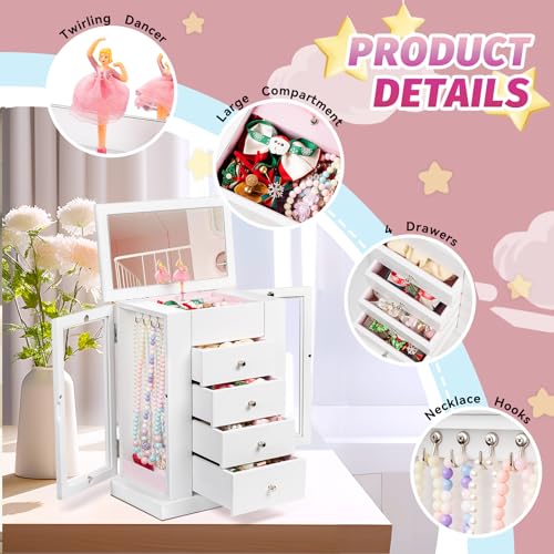 Emfogo Jewelry Box for Girls, Musical with Spinning Dancer Gifts