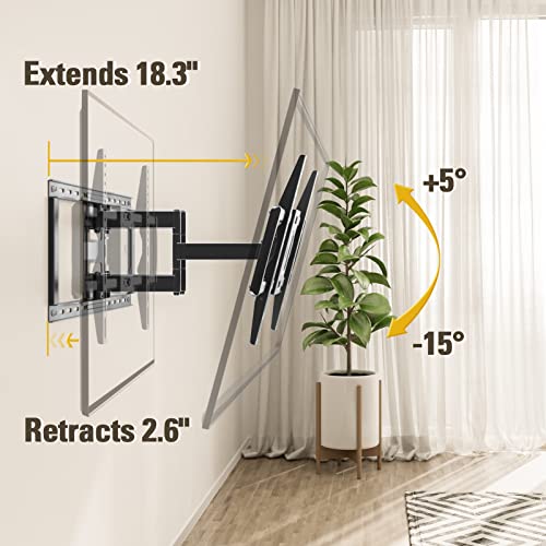 Full Motion TV Wall Mount for 42-90 Inch TVs with 24 Inch Stud Compatibility - Heavy Duty